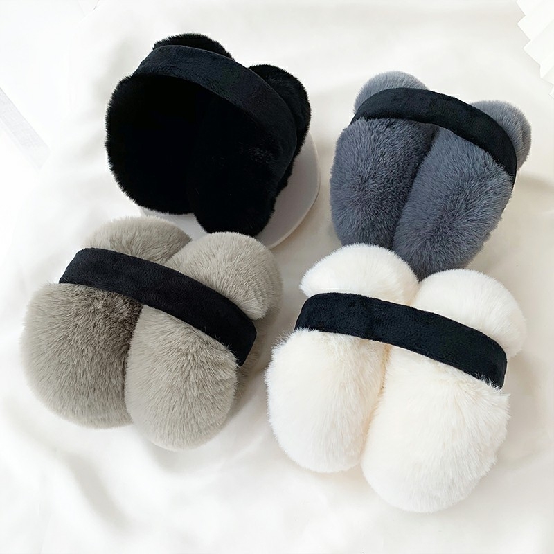 Χειμερινά γούνινα καλύμματα αυτιών από βαμβάκι, κορεατικού στυλ, μονόχρωμα, unisex, φθινοπωρινά-χειμερινά