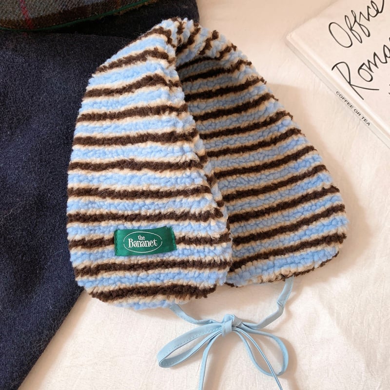 Γούνινα πλεκτά ακουστικά προστασίας αυτιών με δέσιμο, για γυναίκες, χειμώνας σε εξωτερικούς χώρους, Κορεατικό στυλ