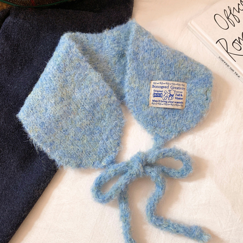 Γούνινα πλεκτά ακουστικά προστασίας αυτιών με δέσιμο, για γυναίκες, χειμώνας σε εξωτερικούς χώρους, Κορεατικό στυλ