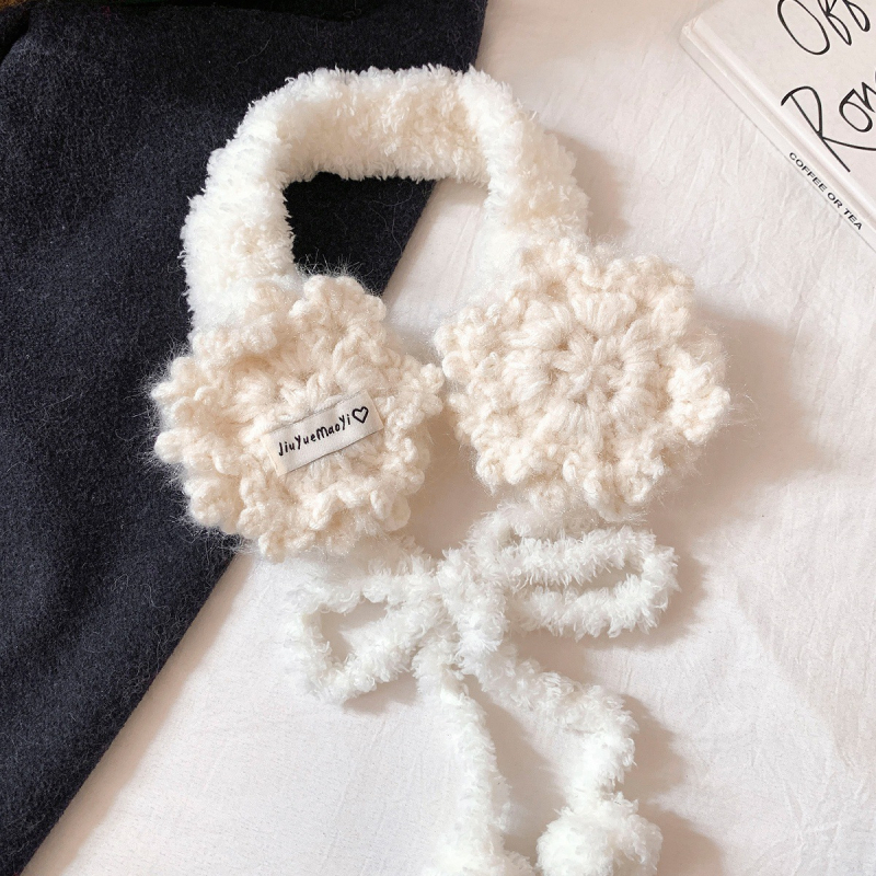 Γούνινα πλεκτά ακουστικά προστασίας αυτιών με δέσιμο, για γυναίκες, χειμώνας σε εξωτερικούς χώρους, Κορεατικό στυλ