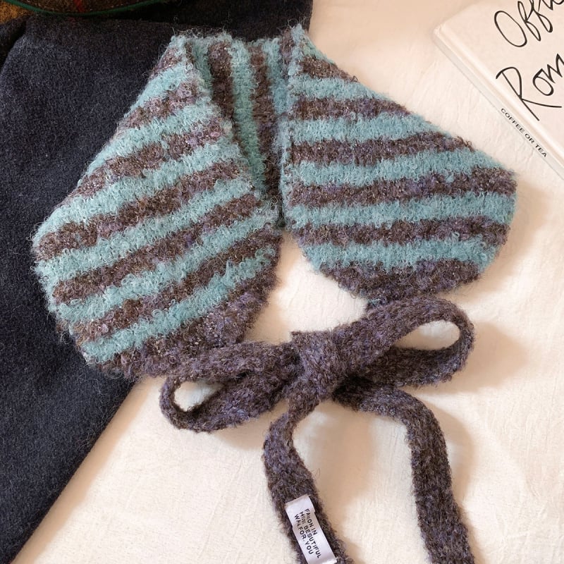 Γούνινα πλεκτά ακουστικά προστασίας αυτιών με δέσιμο, για γυναίκες, χειμώνας σε εξωτερικούς χώρους, Κορεατικό στυλ