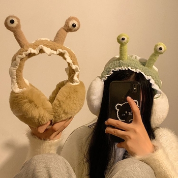 Αναδιπλούμενα ακουστικά αυτιών με дизайн cartoon snail – unisex ενήλικας, κασμίρι, ζεστά για εξωτερικούς χώρους φθινόπωρο/χειμώνα
