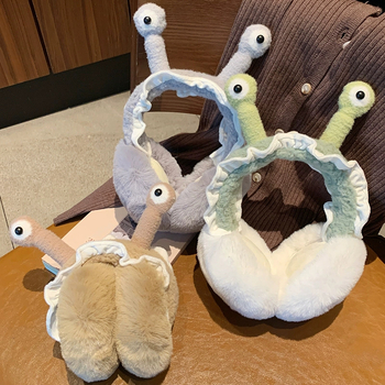 Αναδιπλούμενα ακουστικά αυτιών με дизайн cartoon snail – unisex ενήλικας, κασμίρι, ζεστά για εξωτερικούς χώρους φθινόπωρο/χειμώνα