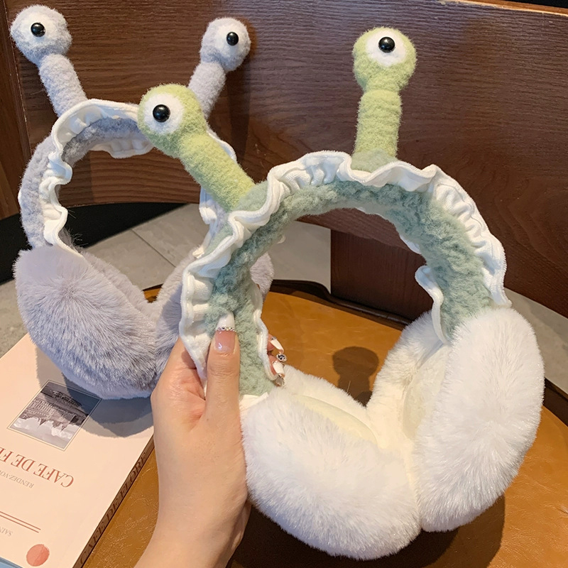 Αναδιπλούμενα ακουστικά αυτιών με дизайн cartoon snail – unisex ενήλικας, κασμίρι, ζεστά για εξωτερικούς χώρους φθινόπωρο/χειμώνα