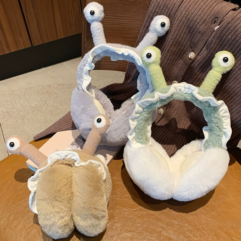 Αναδιπλούμενα ακουστικά αυτιών με дизайн cartoon snail – unisex ενήλικας, κασμίρι, ζεστά για εξωτερικούς χώρους φθινόπωρο/χειμώνα