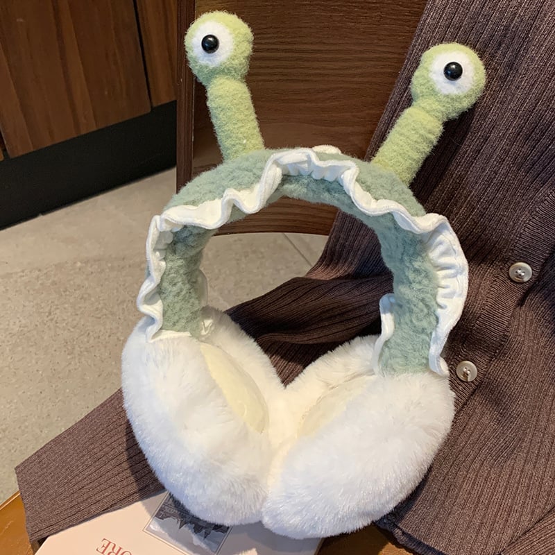 Αναδιπλούμενα ακουστικά αυτιών με дизайн cartoon snail – unisex ενήλικας, κασμίρι, ζεστά για εξωτερικούς χώρους φθινόπωρο/χειμώνα