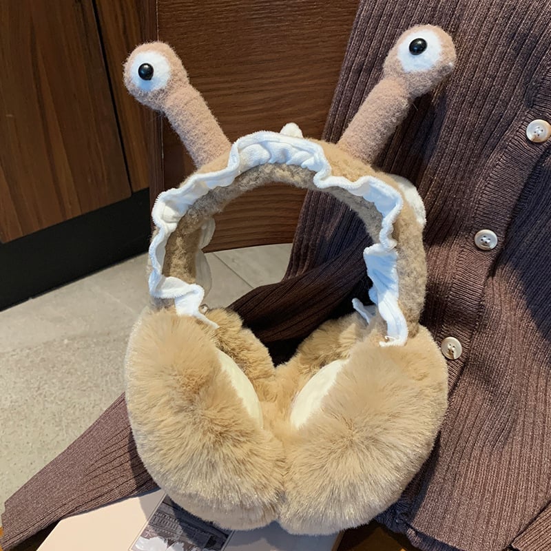 Αναδιπλούμενα ακουστικά αυτιών με дизайн cartoon snail – unisex ενήλικας, κασμίρι, ζεστά για εξωτερικούς χώρους φθινόπωρο/χειμώνα