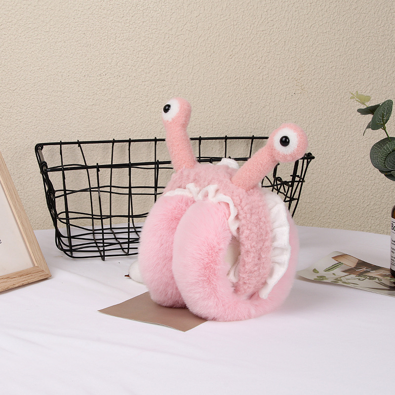 Αναδιπλούμενα ακουστικά αυτιών με дизайн cartoon snail – unisex ενήλικας, κασμίρι, ζεστά για εξωτερικούς χώρους φθινόπωρο/χειμώνα
