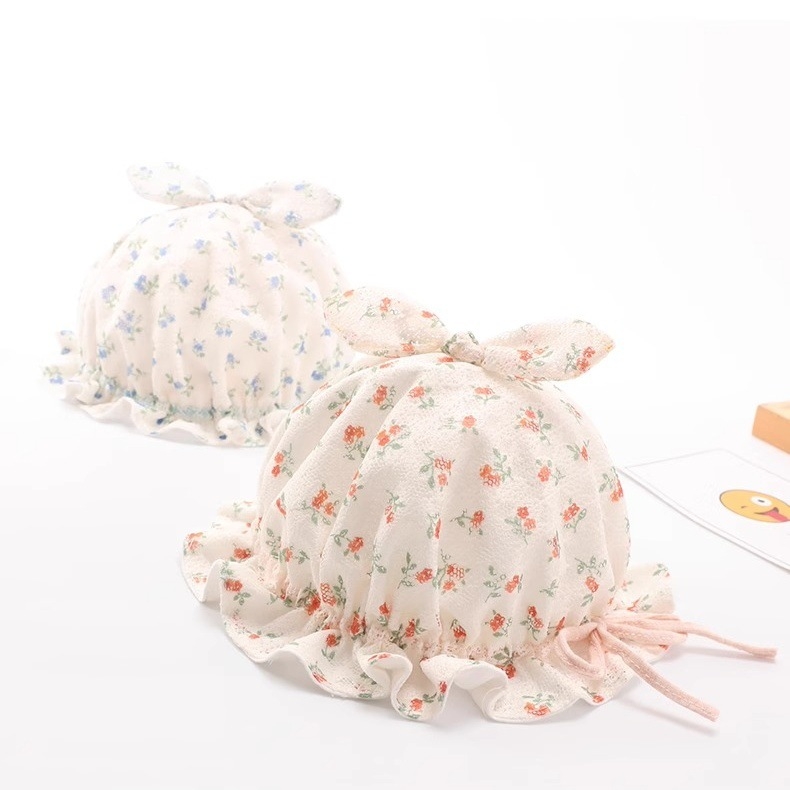 Puuvillane beebipäikesekübar lilleline muster, lühikese visiiriga, kupolikroon, hingav, kevad-sügis, 0–12 kuud