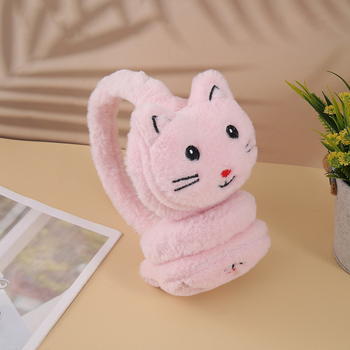 Plyšové ušné ochranné na zimu i jeseň, karikatúrny vzor, dámsky model, štýl Lovely • Materiál: plyš • Funkcia: ochrana proti chladu • Sezóna: zima a jeseň