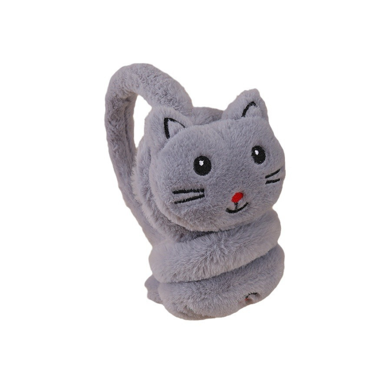 Plyšové ušné ochranné na zimu i jeseň, karikatúrny vzor, dámsky model, štýl Lovely • Materiál: plyš • Funkcia: ochrana proti chladu • Sezóna: zima a jeseň