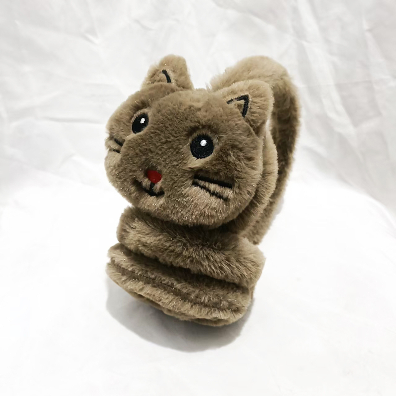 Plyšové ušné ochranné na zimu i jeseň, karikatúrny vzor, dámsky model, štýl Lovely • Materiál: plyš • Funkcia: ochrana proti chladu • Sezóna: zima a jeseň