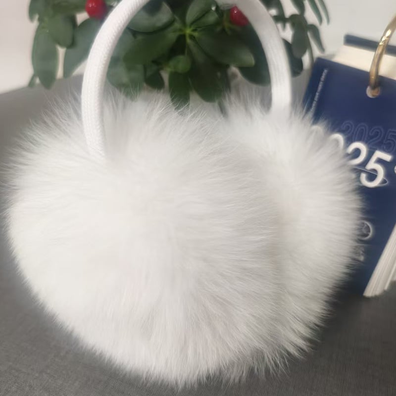 Protecții pentru urechi din blană de vulpe reală, stil coreean, model monocrom, păstrează căldura, pentru iarnă, toamnă și primăvară, stil simplu/drăguț