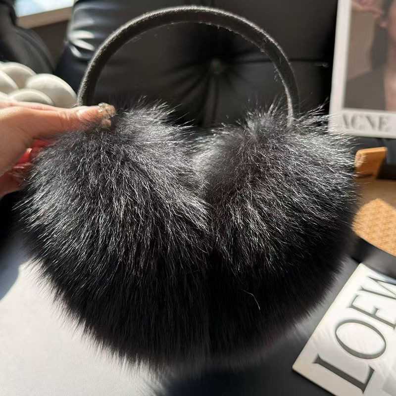 Protecții pentru urechi din blană de vulpe reală, stil coreean, model monocrom, păstrează căldura, pentru iarnă, toamnă și primăvară, stil simplu/drăguț