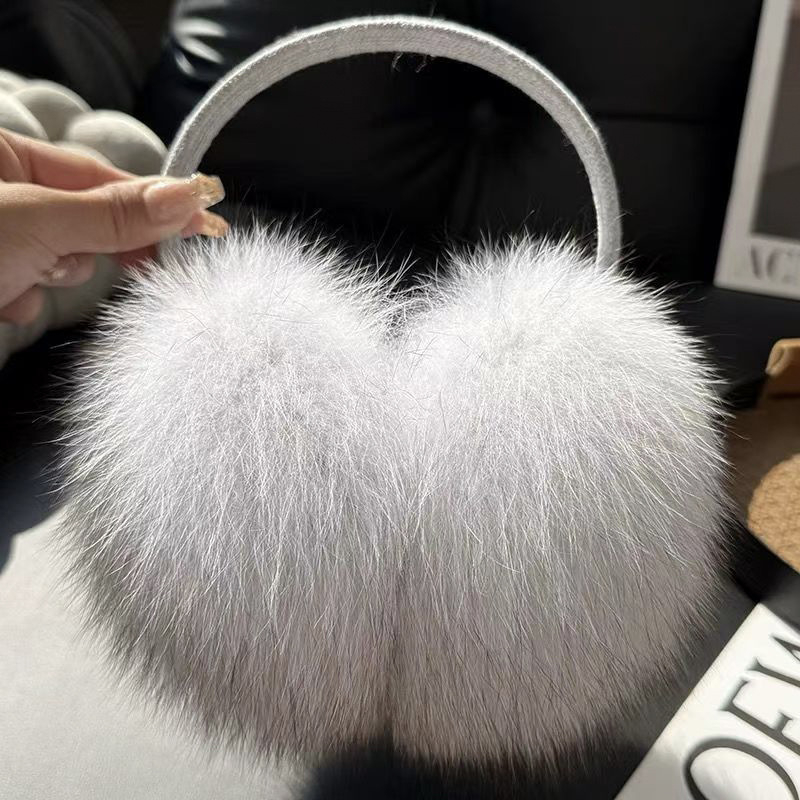 Protecții pentru urechi din blană de vulpe reală, stil coreean, model monocrom, păstrează căldura, pentru iarnă, toamnă și primăvară, stil simplu/drăguț