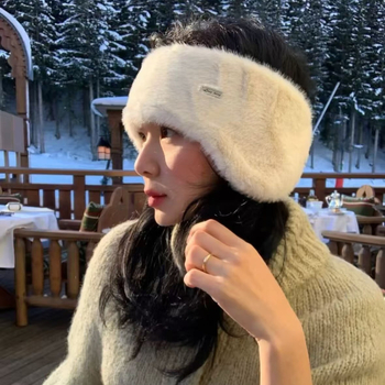 Protecții pentru urechi pluș, montate pe cap, unisex, monocrome, pentru iarnă și toamnă