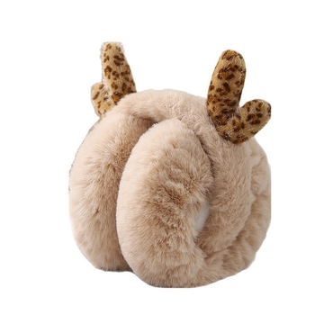 Корейски стил зимни ушни предпазители, леопардов принт и рогчета, плюшени и сгъваеми, унисекс за възрастни