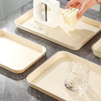 Луксозен правоъгълен поднос за чай и напитки | Пластмасов материал | Правоъгълна форма | Стил: лек лукс | Солиден дизайн | за дома и козметичен салон