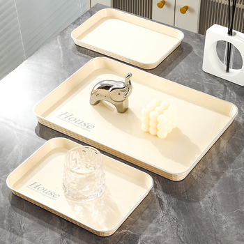 Луксозен правоъгълен поднос за чай и напитки | Пластмасов материал | Правоъгълна форма | Стил: лек лукс | Солиден дизайн | за дома и козметичен салон