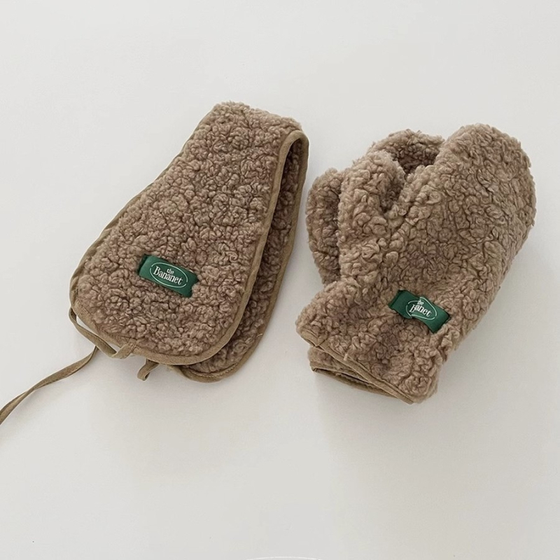 Zimski set zaštite za uši i rukavice - unisex, odrasli, osnovni stil, jednobojan