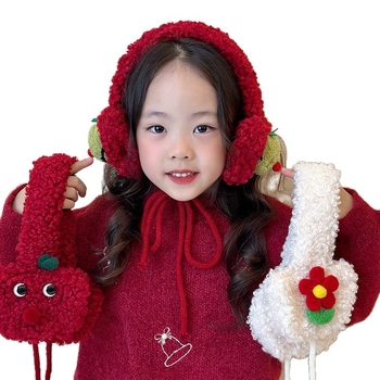 Плетени ушни предпазители за възрастни, унисекс, карикатурен модел, флис, зимна топлина