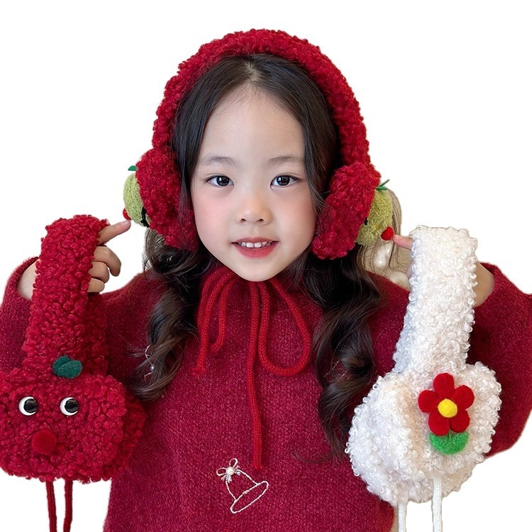 Плетени ушни предпазители за възрастни, унисекс, карикатурен модел, флис, зимна топлина