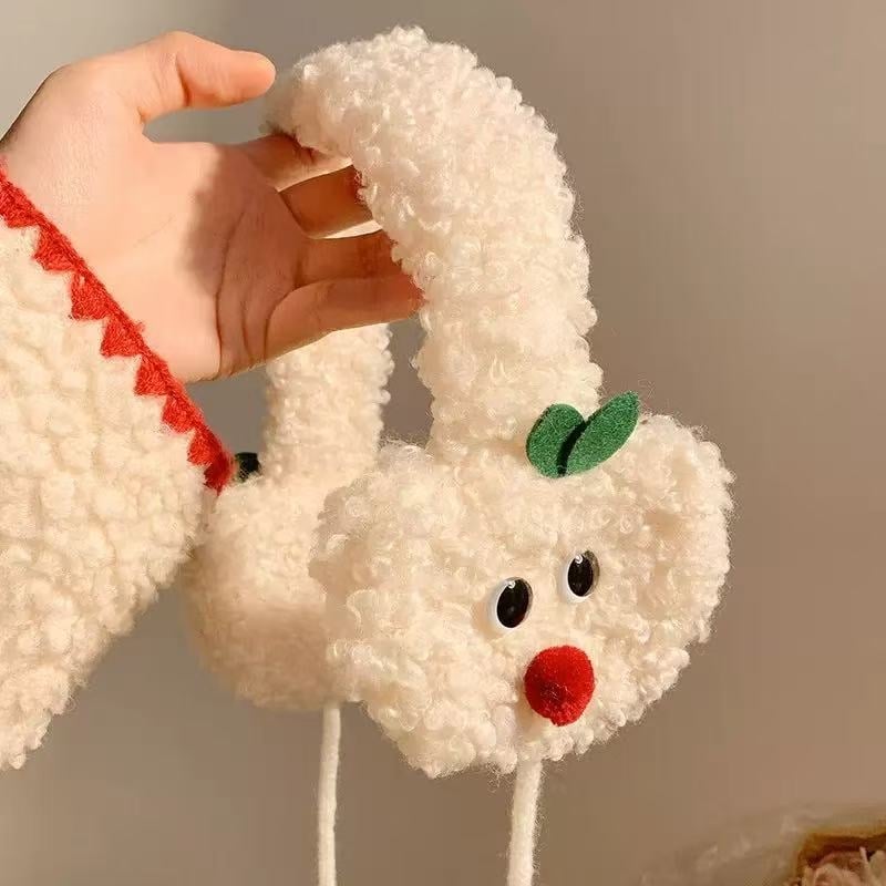 Плетени ушни предпазители за възрастни, унисекс, карикатурен модел, флис, зимна топлина