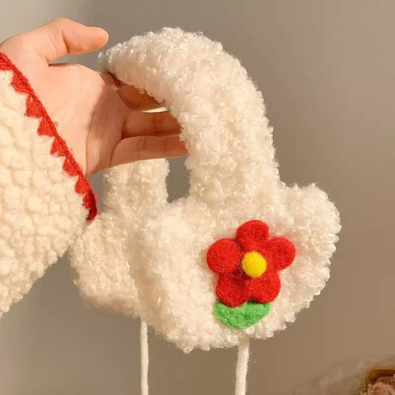 Плетени ушни предпазители за възрастни, унисекс, карикатурен модел, флис, зимна топлина