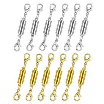 Цилиндрична магнитна закопчалка за бижута – 12-частен DIY комплект, сплав, електропокритие