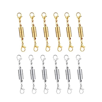 Цилиндрична магнитна закопчалка за бижута – 12-частен DIY комплект, сплав, електропокритие