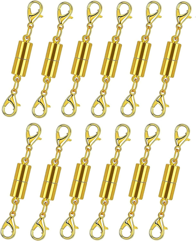 Цилиндрична магнитна закопчалка за бижута – 12-частен DIY комплект, сплав, електропокритие