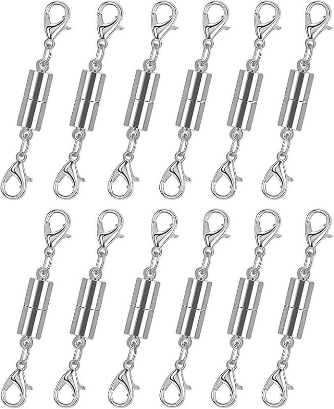 Цилиндрична магнитна закопчалка за бижута – 12-частен DIY комплект, сплав, електропокритие