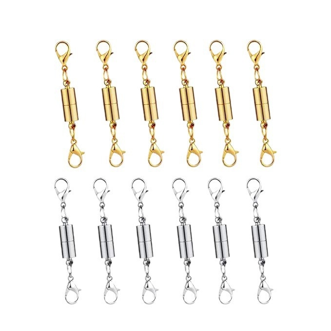 Цилиндрична магнитна закопчалка за бижута – 12-частен DIY комплект, сплав, електропокритие