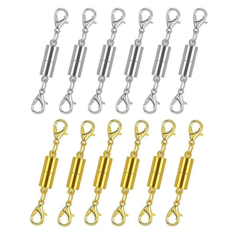 Цилиндрична магнитна закопчалка за бижута – 12-частен DIY комплект, сплав, електропокритие