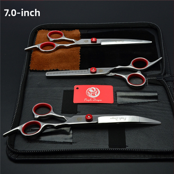 Комплект ножици за подстригване на кучета: прави и извити ножици за подстригване на козината, набор за грижа за козината, коприна цветя