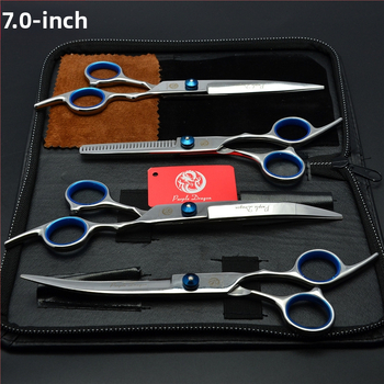 Комплект ножици за подстригване на кучета: прави и извити ножици за подстригване на козината, набор за грижа за козината, коприна цветя