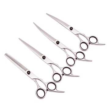 Комплект ножици за подстригване на кучета: прави и извити ножици за подстригване на козината, набор за грижа за козината, коприна цветя