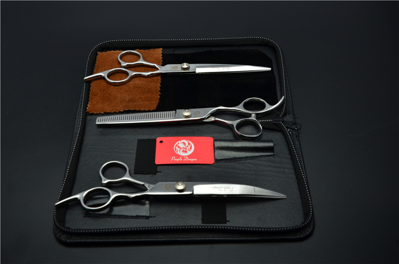 Комплект ножици за подстригване на кучета: прави и извити ножици за подстригване на козината, набор за грижа за козината, коприна цветя