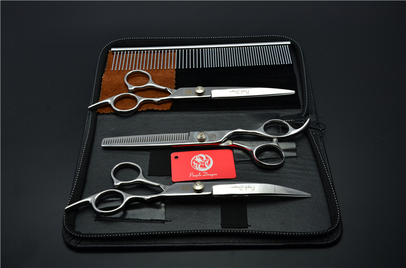 Комплект ножици за подстригване на кучета: прави и извити ножици за подстригване на козината, набор за грижа за козината, коприна цветя