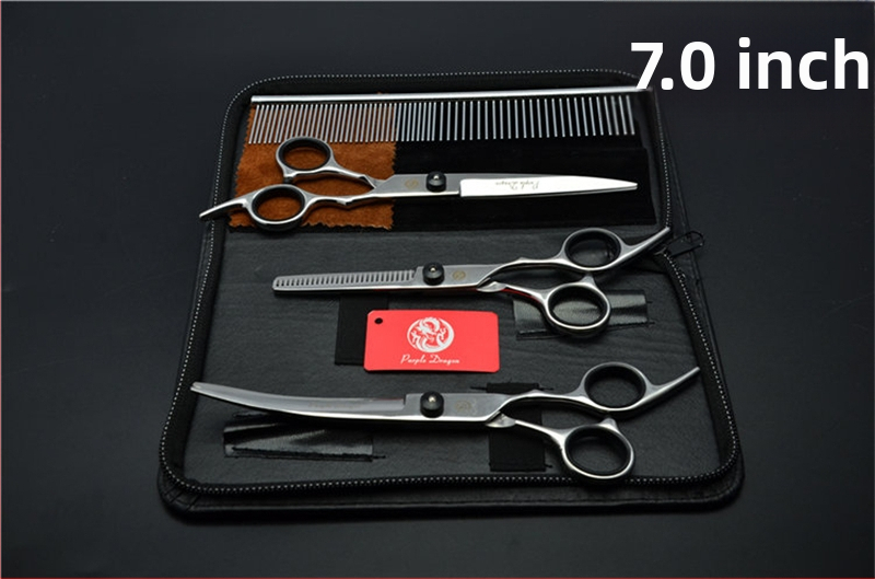 Комплект ножици за подстригване на кучета: прави и извити ножици за подстригване на козината, набор за грижа за козината, коприна цветя