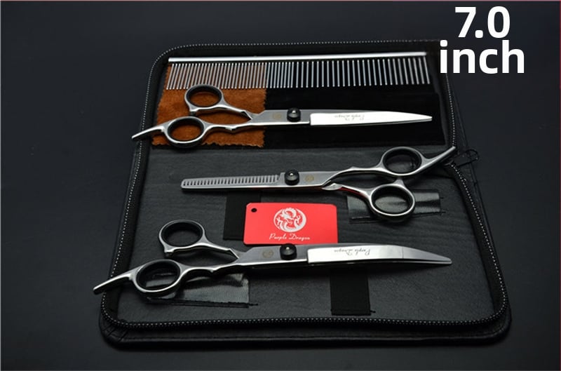 Комплект ножици за подстригване на кучета: прави и извити ножици за подстригване на козината, набор за грижа за козината, коприна цветя