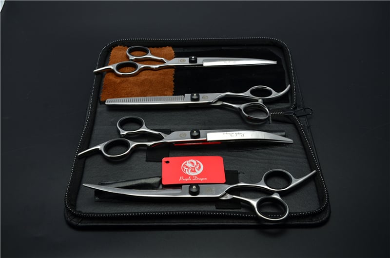 Комплект ножици за подстригване на кучета: прави и извити ножици за подстригване на козината, набор за грижа за козината, коприна цветя