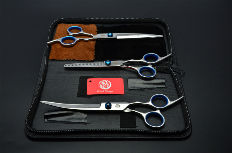 Комплект ножици за подстригване на кучета: прави и извити ножици за подстригване на козината, набор за грижа за козината, коприна цветя