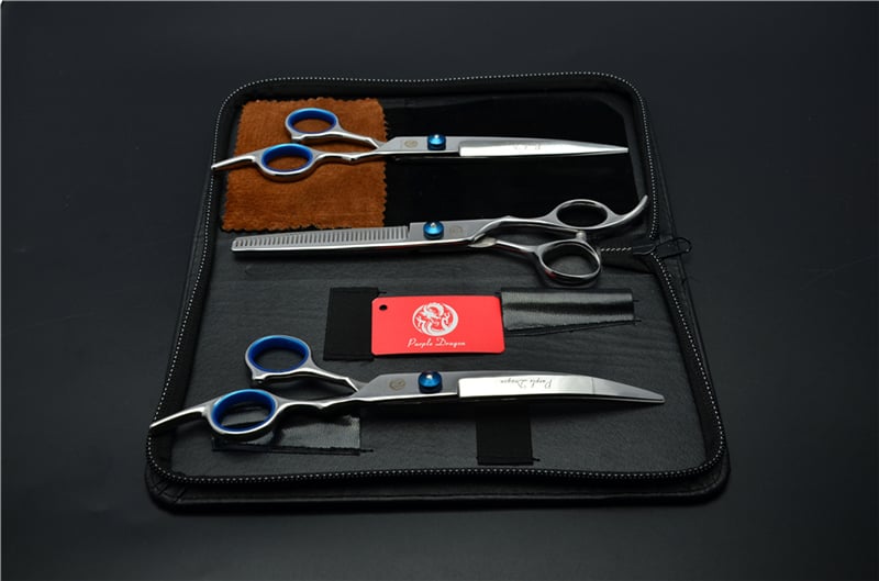 Комплект ножици за подстригване на кучета: прави и извити ножици за подстригване на козината, набор за грижа за козината, коприна цветя