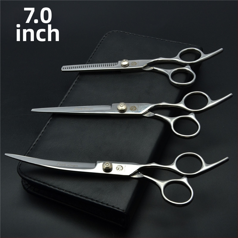 Комплект ножици за подстригване на кучета: прави и извити ножици за подстригване на козината, набор за грижа за козината, коприна цветя