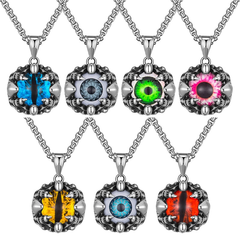 Titāna tērauda kaklarota ar Velna acs kulonu, Turku acs motīvs, hip-hop stils, HX0648, viduslaiku stils, literārais retro
