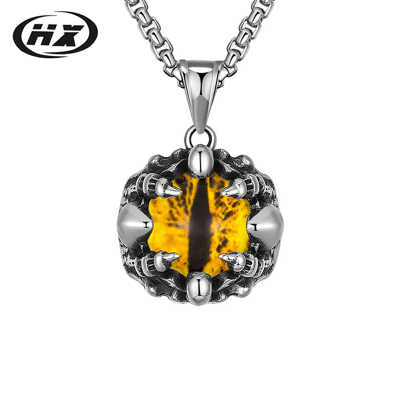 Titāna tērauda kaklarota ar Velna acs kulonu, Turku acs motīvs, hip-hop stils, HX0648, viduslaiku stils, literārais retro