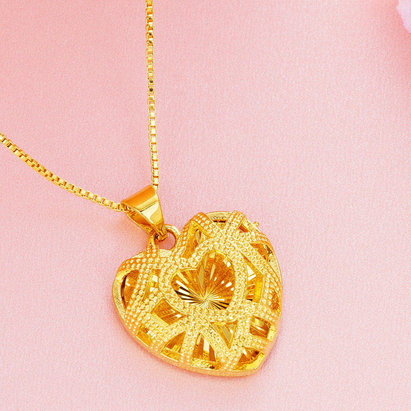 Висулка за колие с дизайн на сърцевидно цвете, от меден сплав, електроплатинация