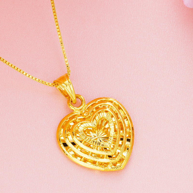 Висулка за колие с дизайн на сърцевидно цвете, от меден сплав, електроплатинация