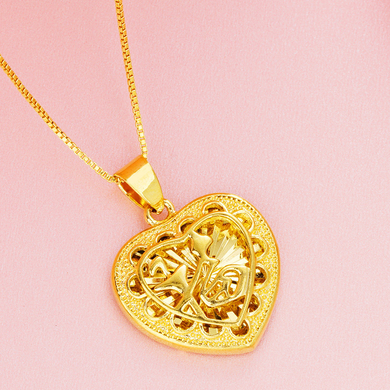 Висулка за колие с дизайн на сърцевидно цвете, от меден сплав, електроплатинация